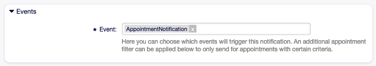 Appointment Notification Settings - Events