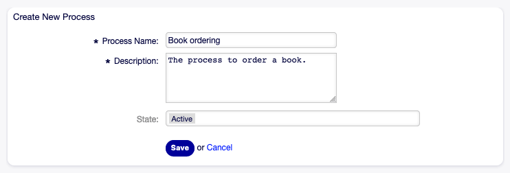 Book Ordering - Create New Process