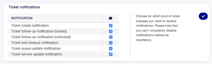 Personal Ticket Notification Settings