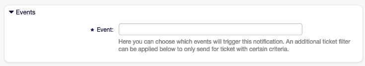 Ticket Notification Settings - Events
