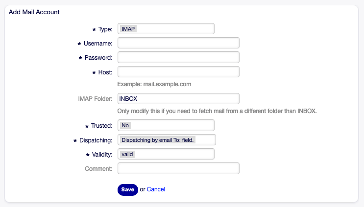 Add Mail Account Screen