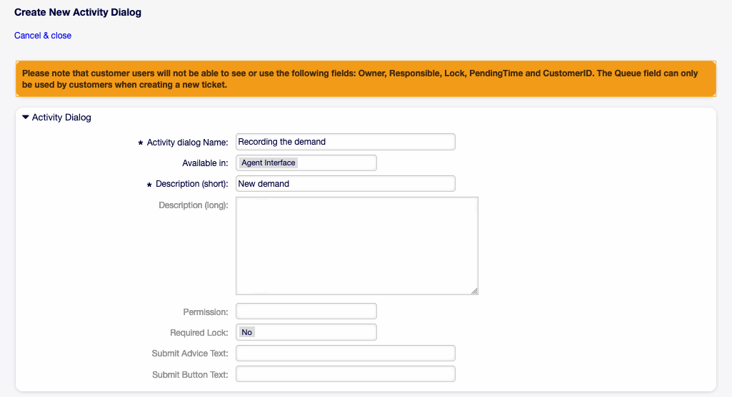 Book Ordering - Add Activity Dialog