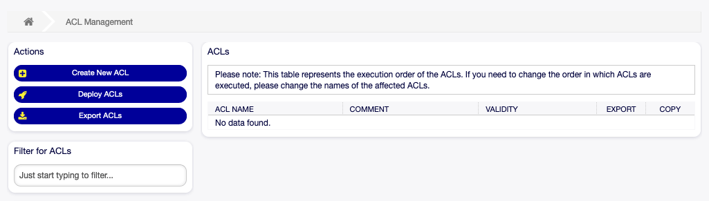 ACL Management Screen