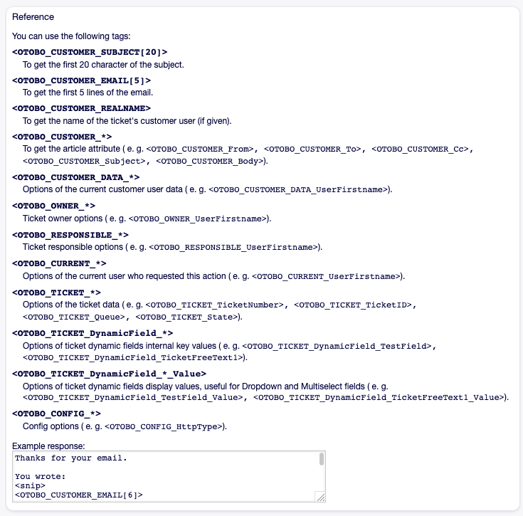 Auto Response Variables