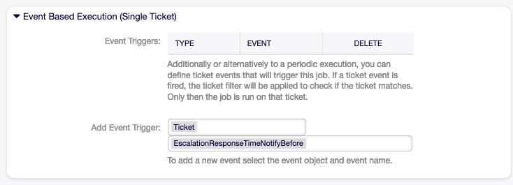 Job Settings - Event Based Execution