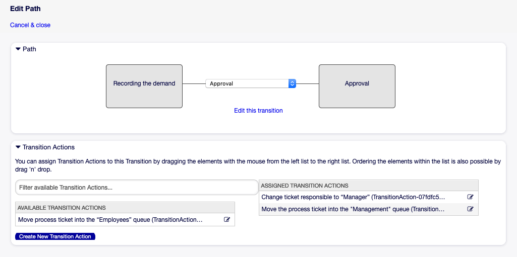 Book Ordering - Assign First Transition Action