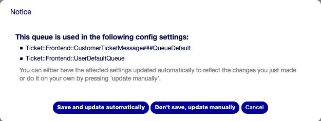 Queue Validation Dialog