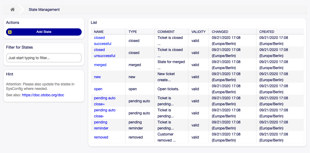 State Management Screen