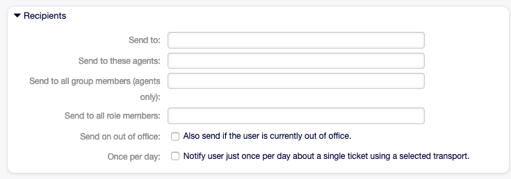Ticket Notification Settings - Recipients