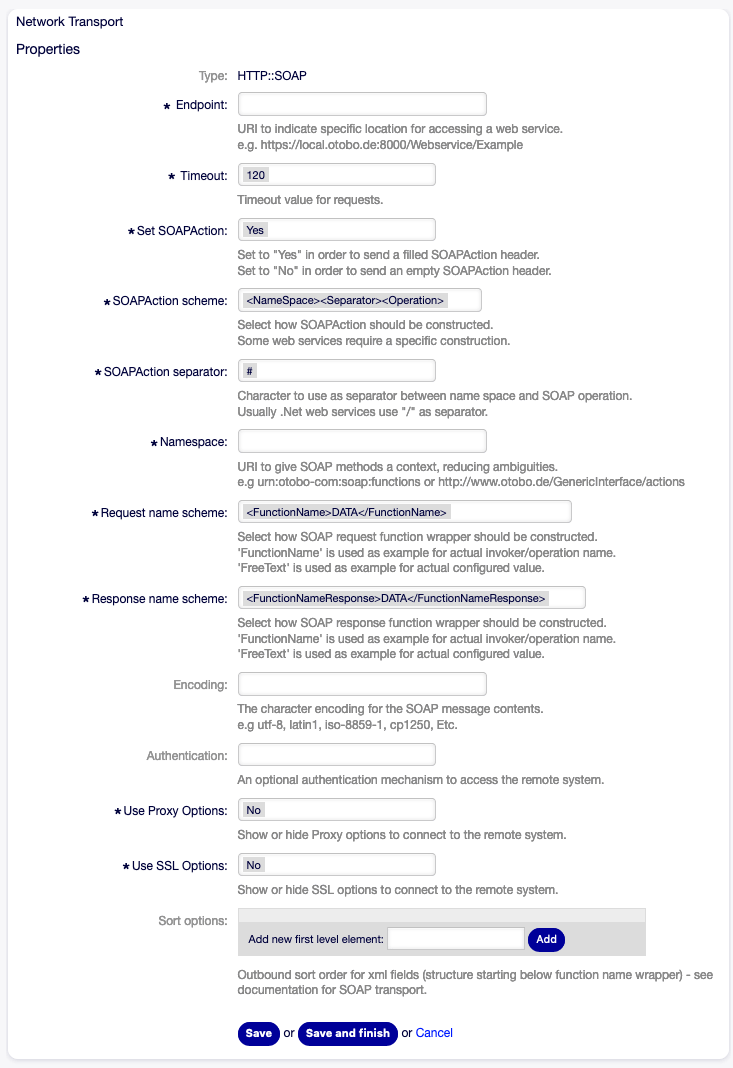 Web Service Settings - OTOBO as Requester - HTTP\:\:SOAP