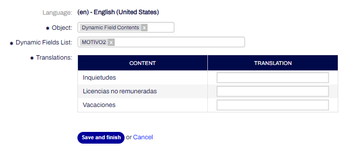 Table for translation - Dynamic Field Content