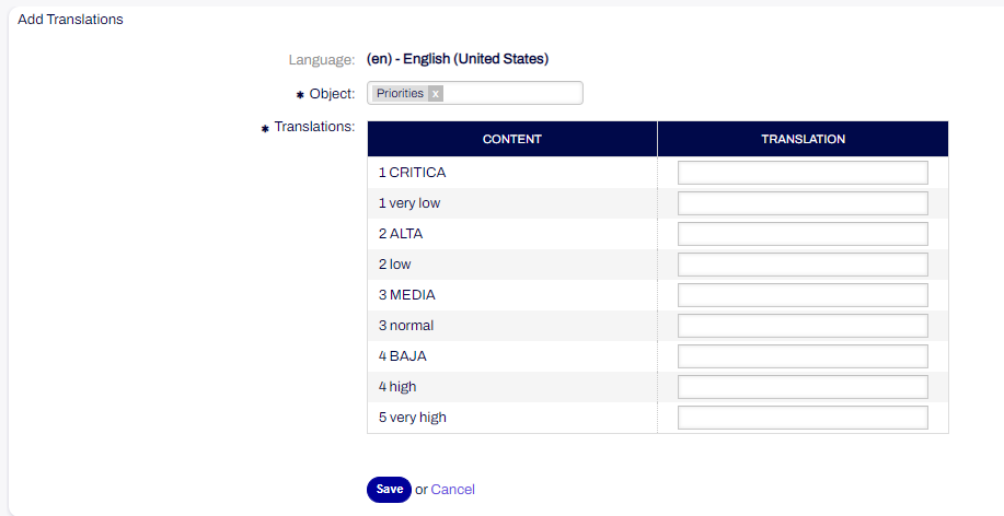 Fields for translation - Priorities