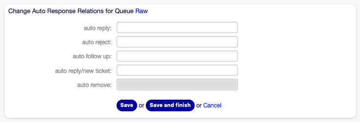 Change Auto Response Relations for Queue