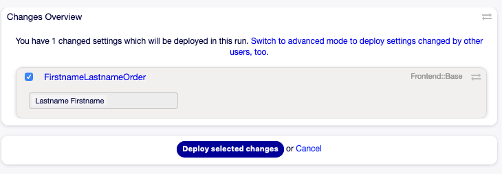 System Configuration - Setting Changes