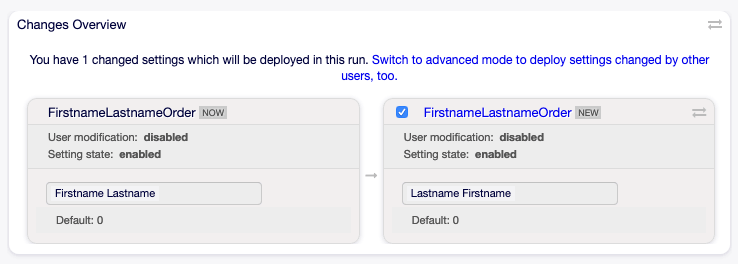 System Configuration - Setting Different