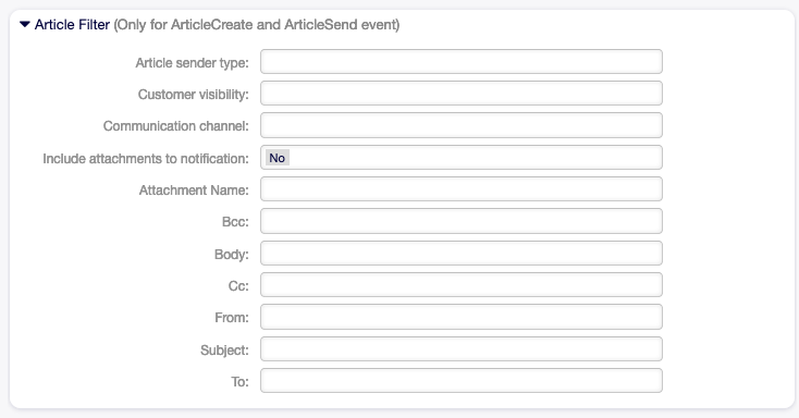 Ticket Notification Settings - Article Filter