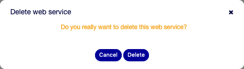 Delete Web Service Screen