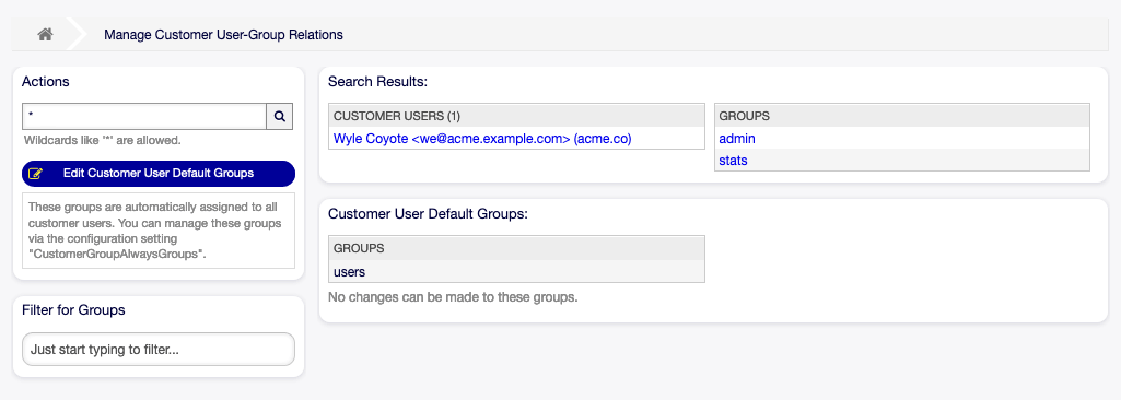 Customer Users ↔ Groups — Documentação Otobo Administration Manual 11.0