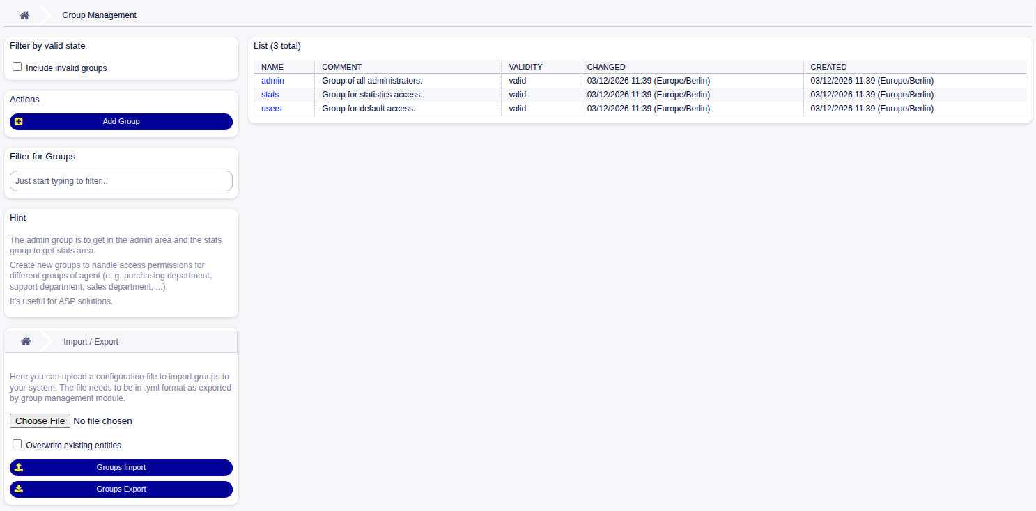 Group Management Screen