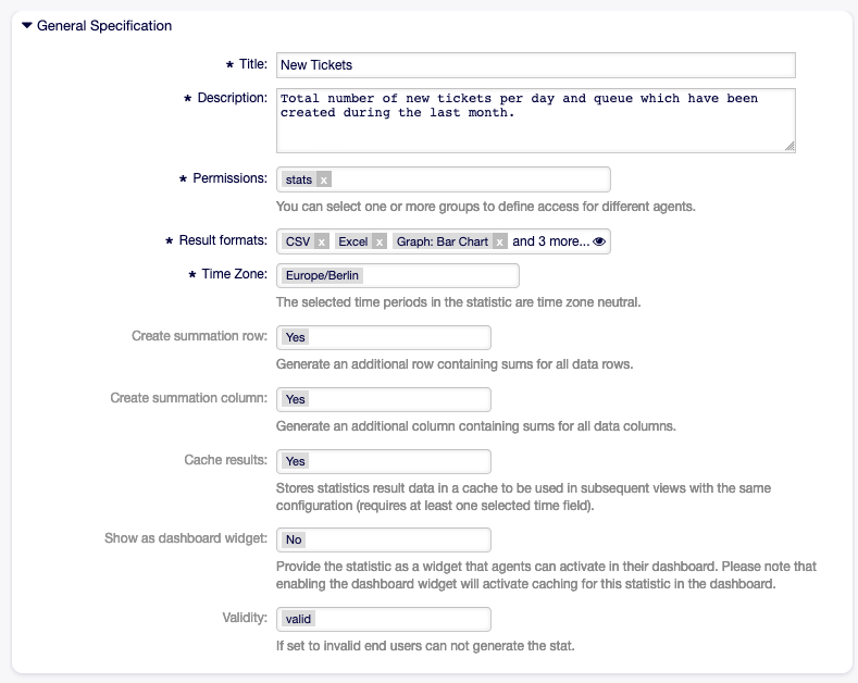 Edit General Specification Section