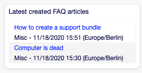 Latest Created FAQ Articles Widget